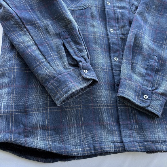 Stillwater Supply Co Sherpa Lined Flannel Shirt Jacket‎ XL Blue Plaid Snap Front - Picture 4 of 12